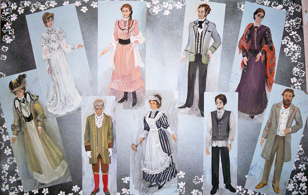 Ескізи костюмів до вистави «Вишневий сад» А. Чехова. 2000-і рр. Папір, гуаш